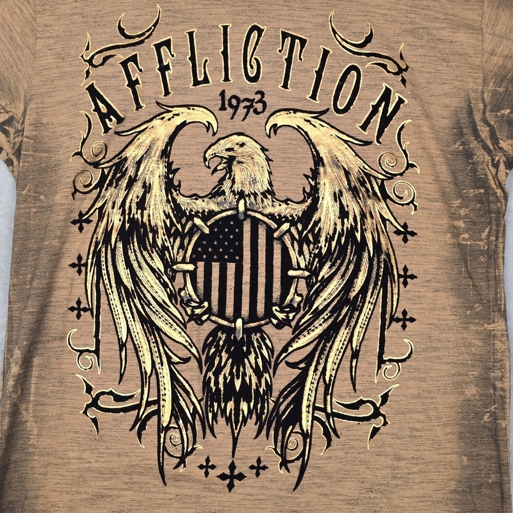 Affliction Men's T-shirt Iron Pledge Y2K Biker - Picture 2 of 5